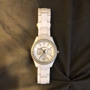 White Fossil Watch